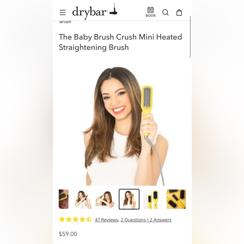 Drybar The Baby Brush Crush Mini Heated Straightening Brush - Picture 4 of 6